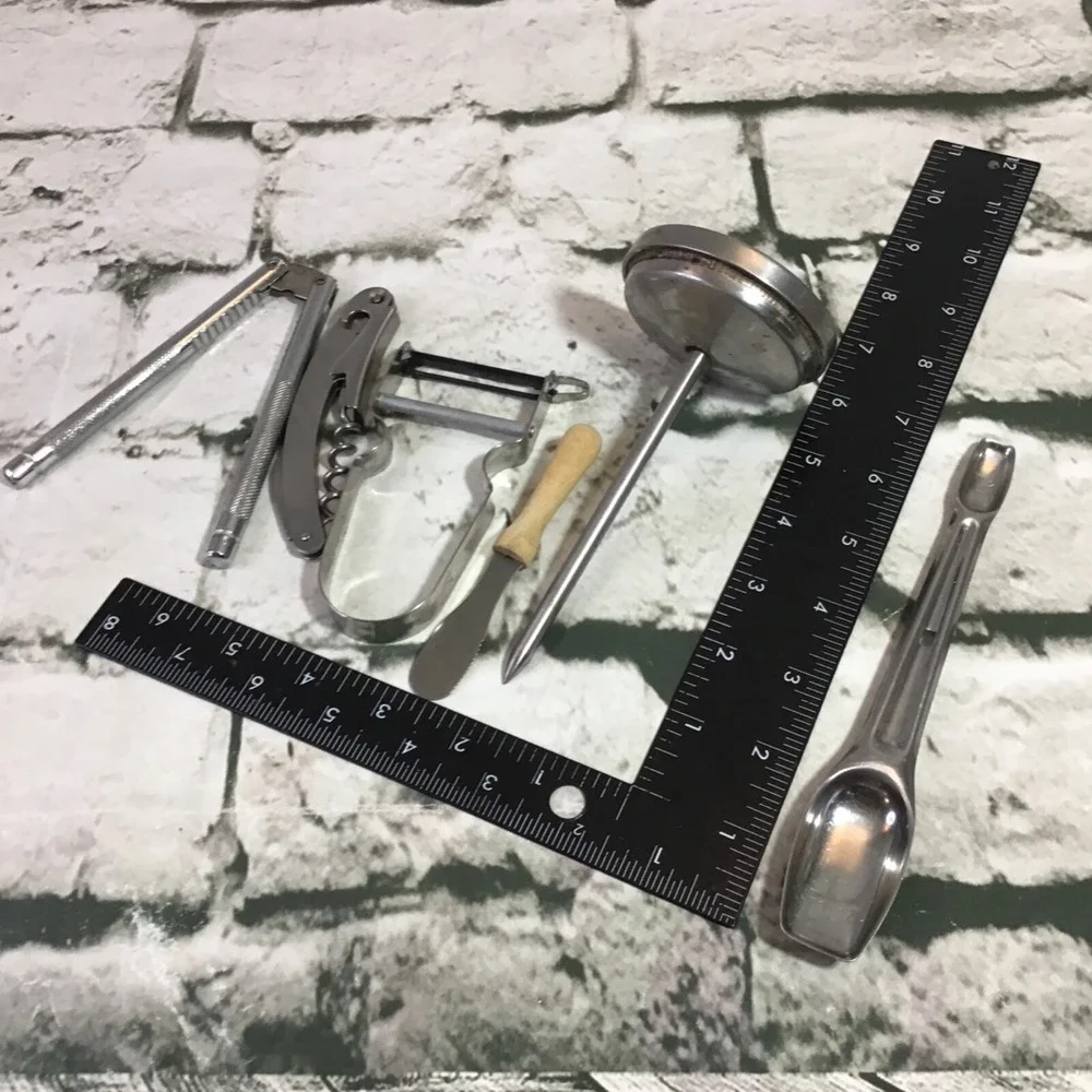 Kitchen Tools Lot Vintage Retro Meat Thermometer‎ Nut Cracker Corkscrew Scoop